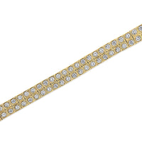 14K Yellow Gold 8.00 Cttw Prong Set Round-Cut Diamond Art Deco Style Two Row Square Frame Link Tennis Bracelet (J-K Color, I1-I2 Clarity) - Size 7.25