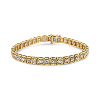 10K Yellow Gold 4.00 Cttw Round-Cut Diamond Link 7.25
