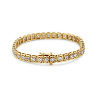 10K Yellow Gold 4.00 Cttw Round-Cut Diamond Link 7.25