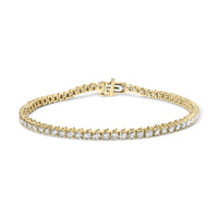 14K Yellow Gold 3.00 Cttw 4 Prong Set Round Brilliant Cut Diamond Tennis 7.25