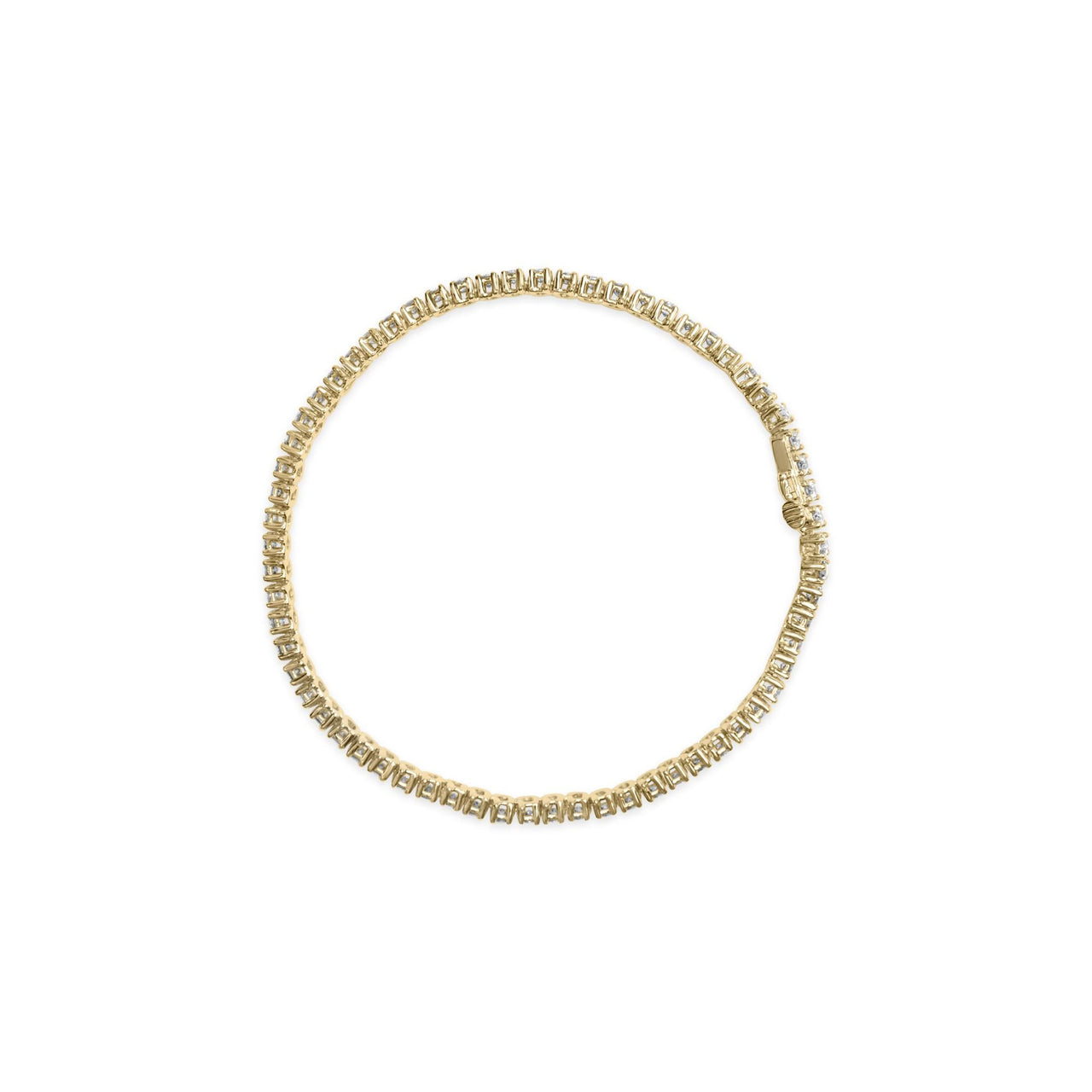 14K Yellow Gold 3.00 Cttw 4 Prong Set Round Brilliant Cut Diamond Tennis 7.25" Bracelet (J-K Color, I1-I2 Clarity)