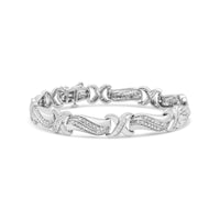 .925 Sterling Silver 1 3/4 Cttw Diamond Wave and X Link Tennis Bracelet (I-J Color, I3 Clarity) - 7