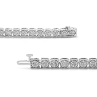.925 Sterling Silver 3.00 Cttw Round Diamond Floral Cluster Link Bracelet (I-J Color, I3 Clarity) - 7.25