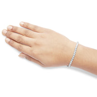 14K White Gold 4-Prong Set Lab Grown Round Diamond Classic Tennis Bracelet (F-G Color, VS1-VS2 Clarity) - 7.25