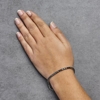 .925 Sterling Silver 4-Prong Set Treated Black Round-Cut Diamond Classic Tennis Bracelet (Black Color, I2-I3 Clarity) - 7.25