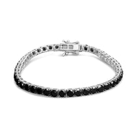 .925 Sterling Silver 4-Prong Set Treated Black Round-Cut Diamond Classic Tennis Bracelet (Black Color, I2-I3 Clarity) - 7.25