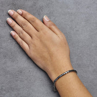 .925 Sterling Silver 4-Prong Set Treated Black Round-Cut Diamond Classic Tennis Bracelet (Black Color, I2-I3 Clarity) - 7.25