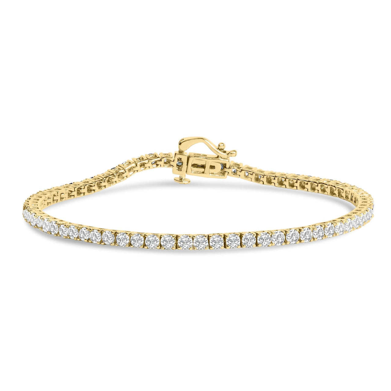 10K Yellow Gold 4.0 Cttw Natural Diamond Tennis Bracelet (K-L Color, I2-I3 Clarity)  - 7.25 " Inches