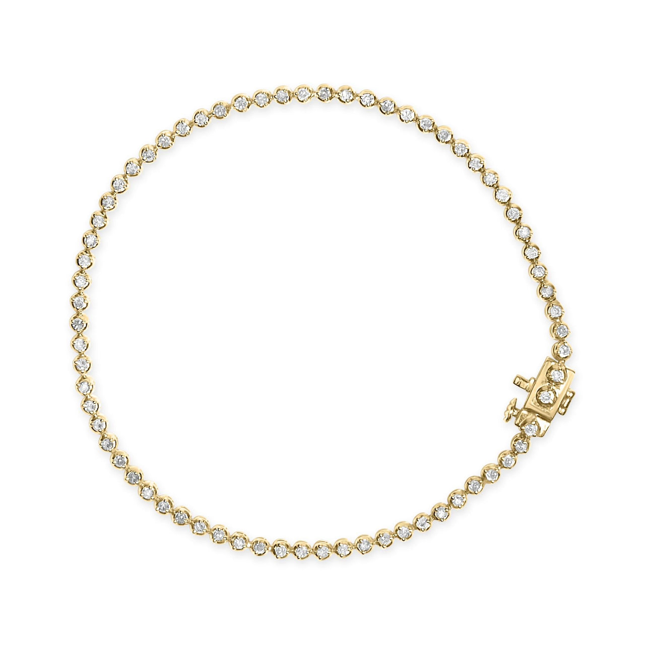 10K Yellow Gold Plated Sterling Silver 2.0 Cttw Diamond Classic Tennis Bracelet - 7.25" Inches