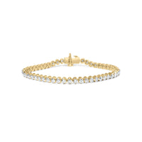 10K Yellow Gold 4.0 Cttw 3-Prong Set Diamond Link Tennis Bracelet  (J-K Color, I1-I2 Clarity) - 7.25