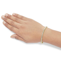 10K Yellow Gold 4.0 Cttw 3-Prong Set Diamond Link Tennis Bracelet  (J-K Color, I1-I2 Clarity) - 7.25