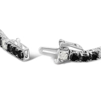 .925 Sterling Silver Black and White Diamond Tennis Bracelet (I-J Color, I2-I3 Clarity) - 7.25