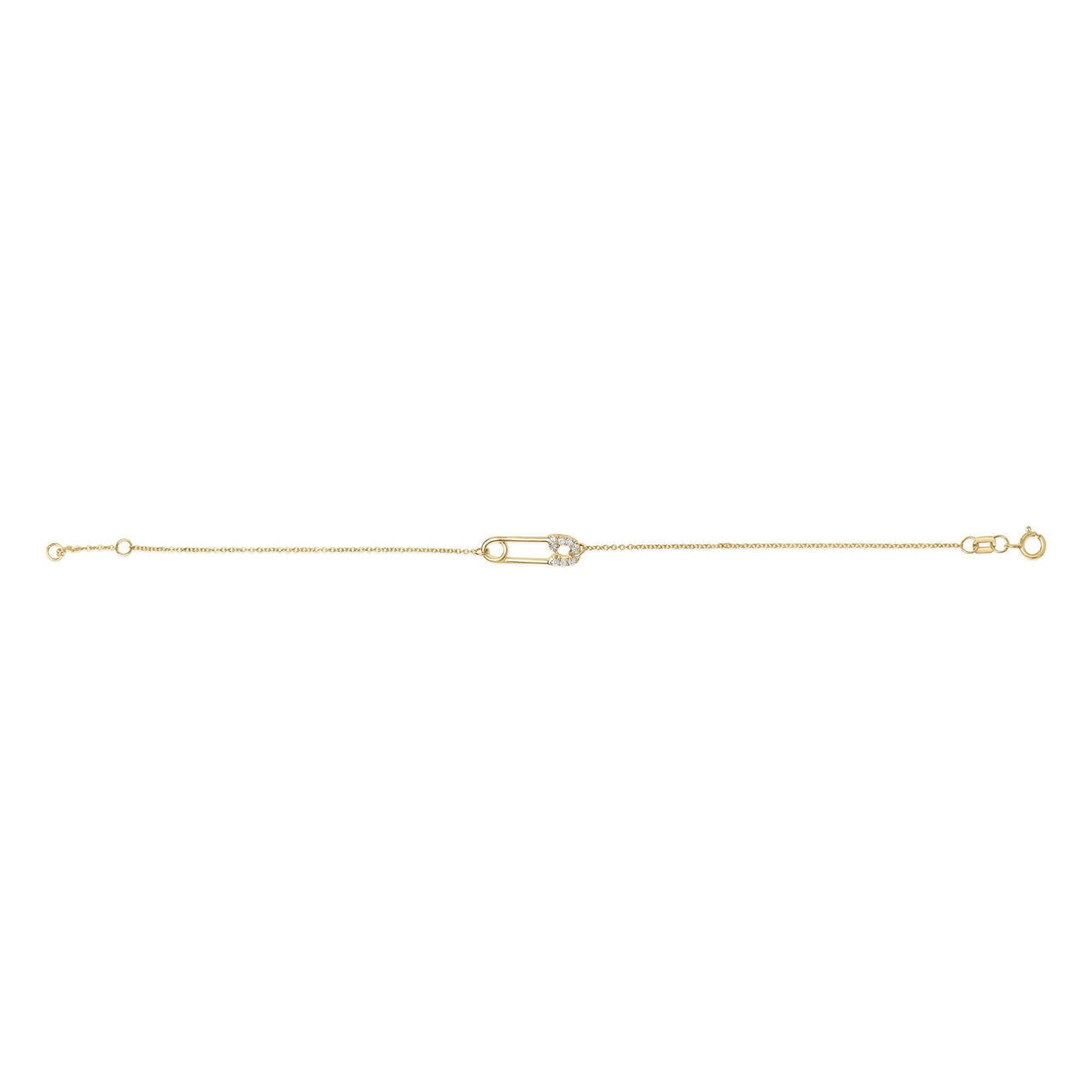 10K Yellow Gold 1/10 Cttw Diamond Paperclip Charm Adjustable Link Bracelet  (I-J Color, I1-I2 Clarity) - 7.25 Inch