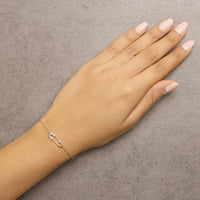 10K Yellow Gold 1/10 Cttw Diamond Paperclip Charm Adjustable Link Bracelet  (I-J Color, I1-I2 Clarity) - 7.25 Inch