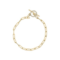 14KT Yellow Gold 1/4ct Cttw Diamond Bar and Hoop Toggle Paperclip Chain Bracelet (I-J Color, I1-I2 Clarity) - 7.25