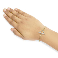 14KT Yellow Gold 1/4ct Cttw Diamond Bar and Hoop Toggle Paperclip Chain Bracelet (I-J Color, I1-I2 Clarity) - 7.25