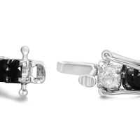 .925 Sterling Silver Black and White Diamond Tennis Bracelet (I-J Color, I2-I3 Clarity) - 7.25