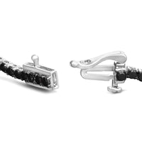 .925 Sterling Silver 4-Prong Set Treated Black Round-Cut Diamond Classic Tennis Bracelet (Black Color, I2-I3 Clarity) - 7.25