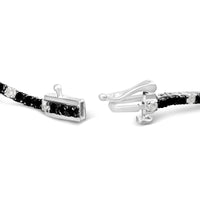.925 Sterling Silver Black and White Diamond Tennis Bracelet (I-J Color, I2-I3 Clarity) - 7.25