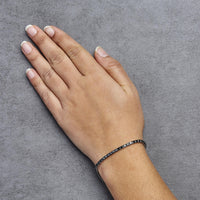 .925 Sterling Silver 4-Prong Set Treated Black Round-Cut Diamond Classic Tennis Bracelet (Black Color, I2-I3 Clarity) - 7.25