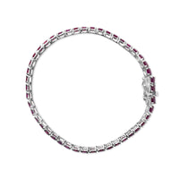 .925 Sterling Silver 11 1/2 Cttw Created Pink Ruby Tennis Bracelet - 7.25