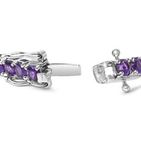 .925 Sterling Silver 7 3/8 Ctw Created Purple Amethyst Tennis Bracelet -7.25