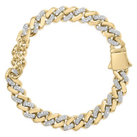 .925 Sterling Silver 1/2 Cttw Diamond Cuban Curb Chain Bracelet (I-J Color, I3 Clarity)-  8.5