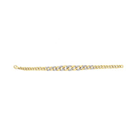 14K Yellow Gold Plated .925 Sterling Silver 1 1/4 Cttw Diamond Cuban Chain Link Bracelet (I-J Color, I3 Clarity)-  7.25