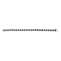 .925 Sterling Silver 5.0 Cttw Black Diamond Milgrain Link Tennis Bracelet  - 7