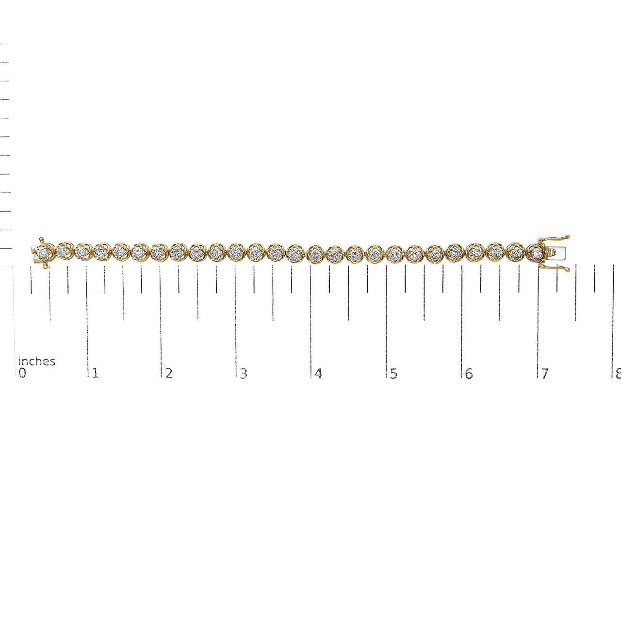14K Yellow Gold Plated .925 Sterling Silver 3 9/10 Cttw Diamond Buttercup Style Tennis Bracelet