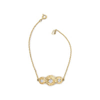 14K Yellow Gold Plated Sterling Silver 1/2 Cttw Lab Grown Diamond Rose Motif Link Bracelet