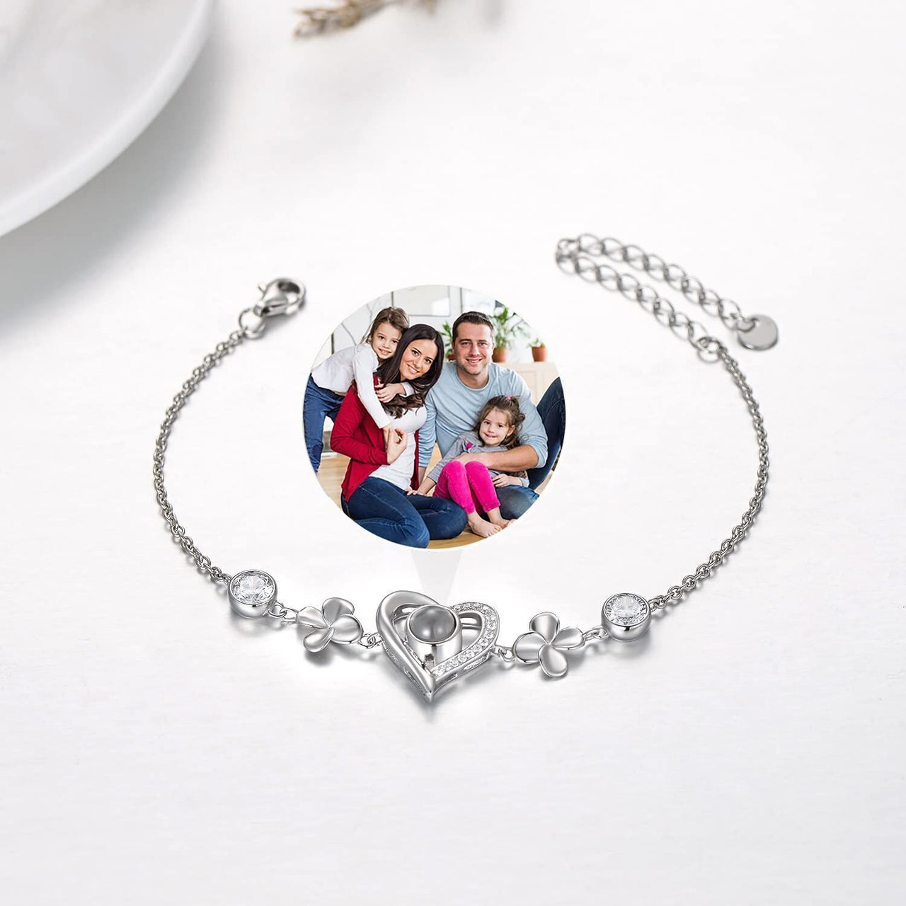 925 Sterling Silver Personalized Photo Locket Charm Bracelet