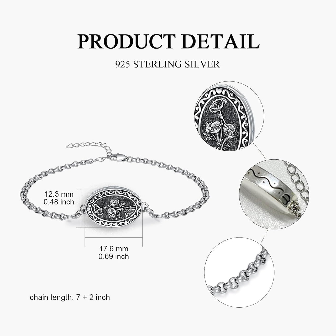 925 Sterling Silver Photo Locket Necklace