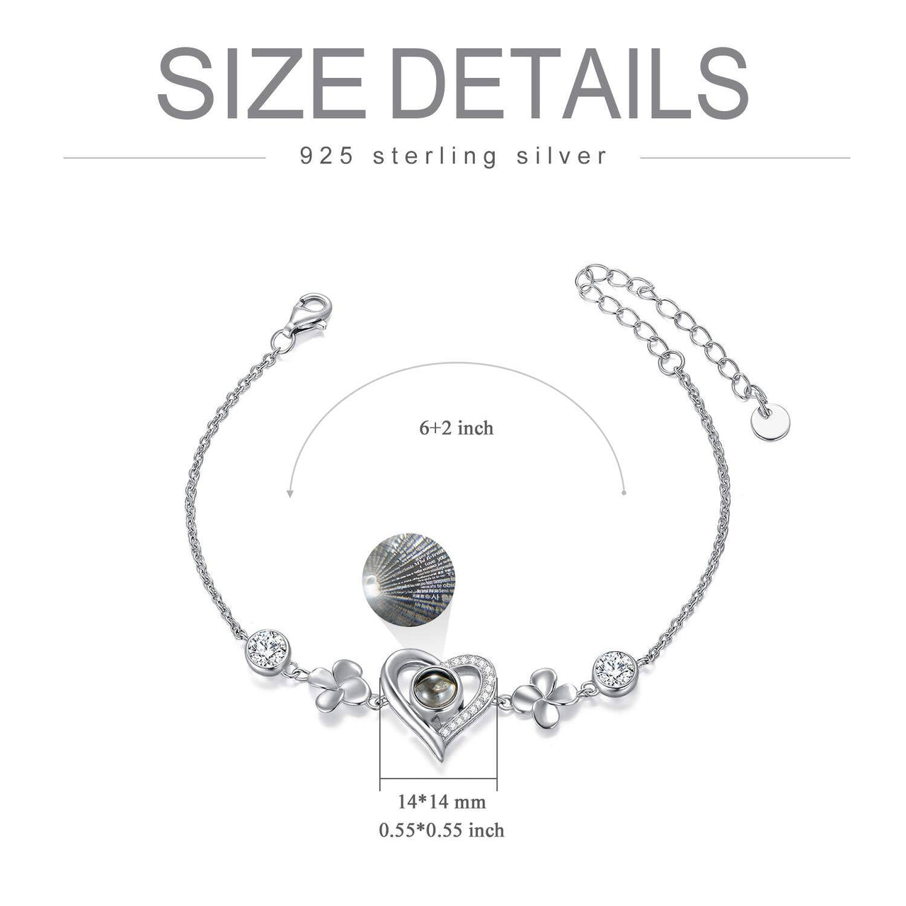 925 Sterling Silver Personalized Photo Locket Charm Bracelet