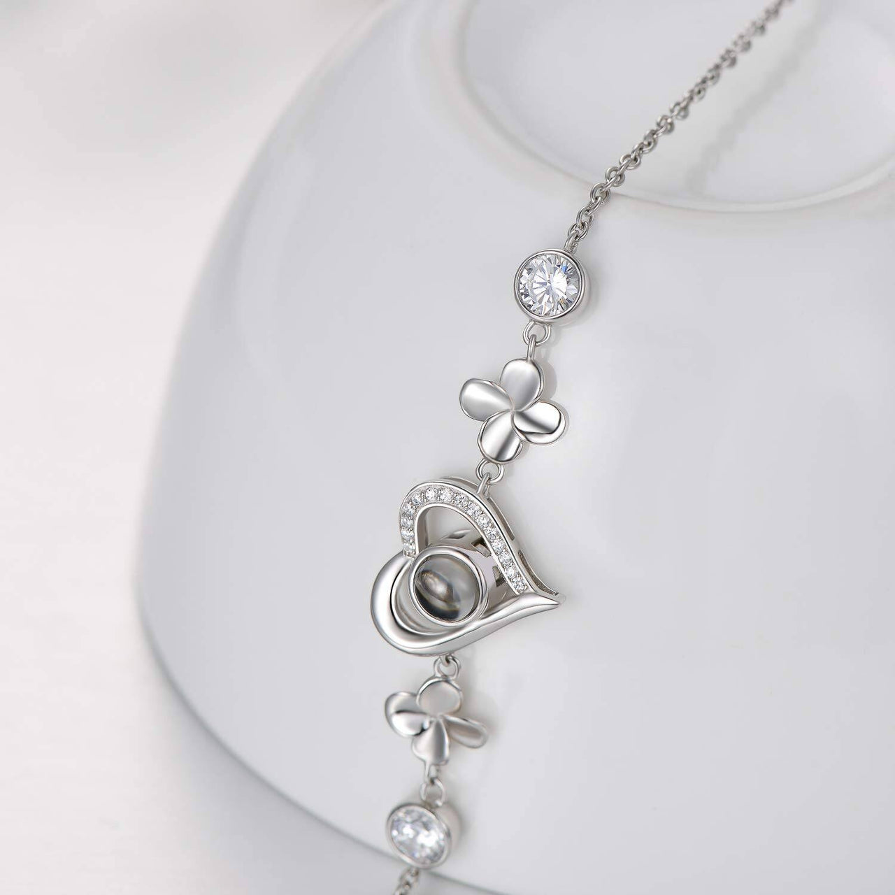 925 Sterling Silver Personalized Photo Locket Charm Bracelet