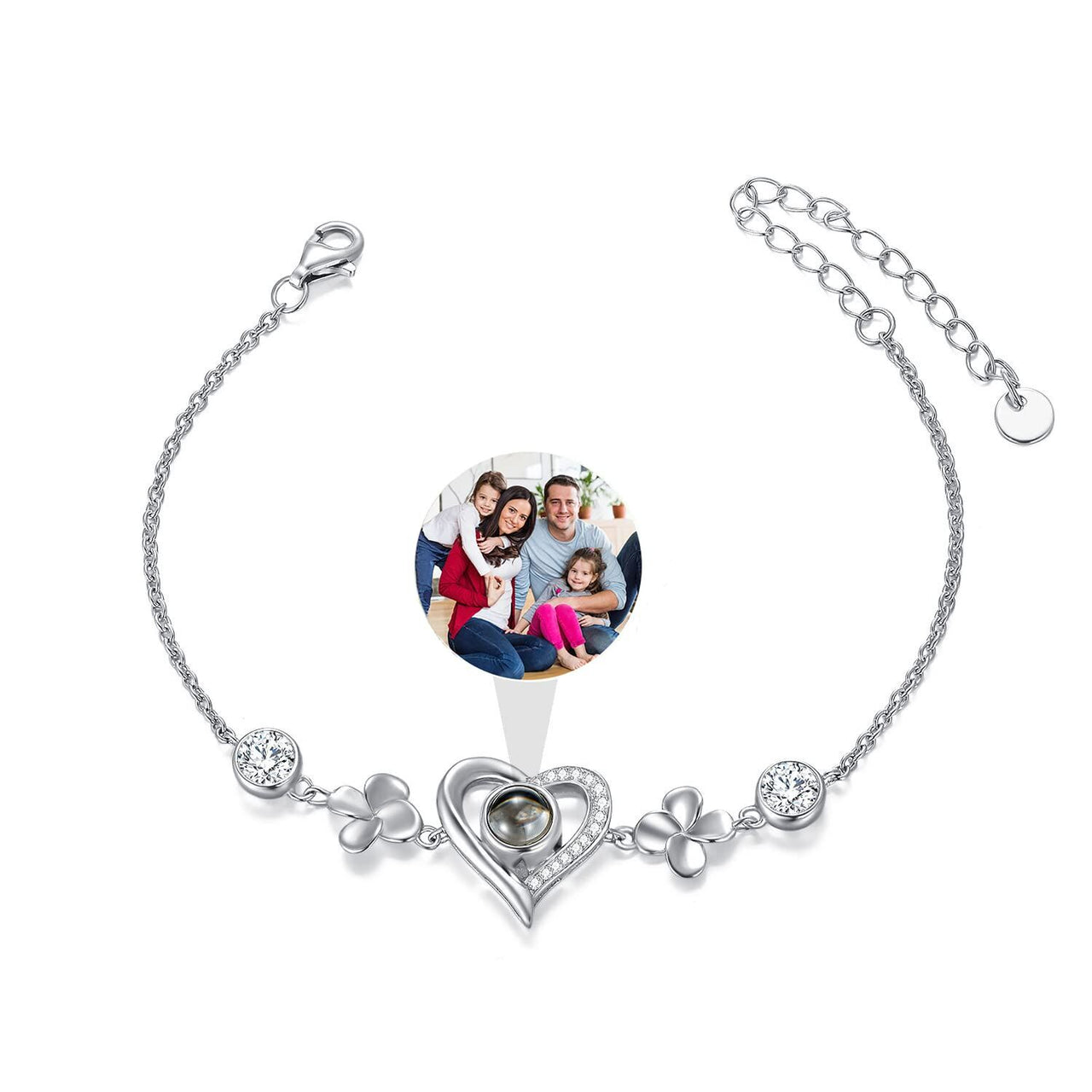 925 Sterling Silver Personalized Photo Locket Charm Bracelet
