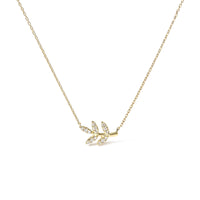 10K Yellow Gold 1/10 Cttw Diamond Leaf and Branch 18