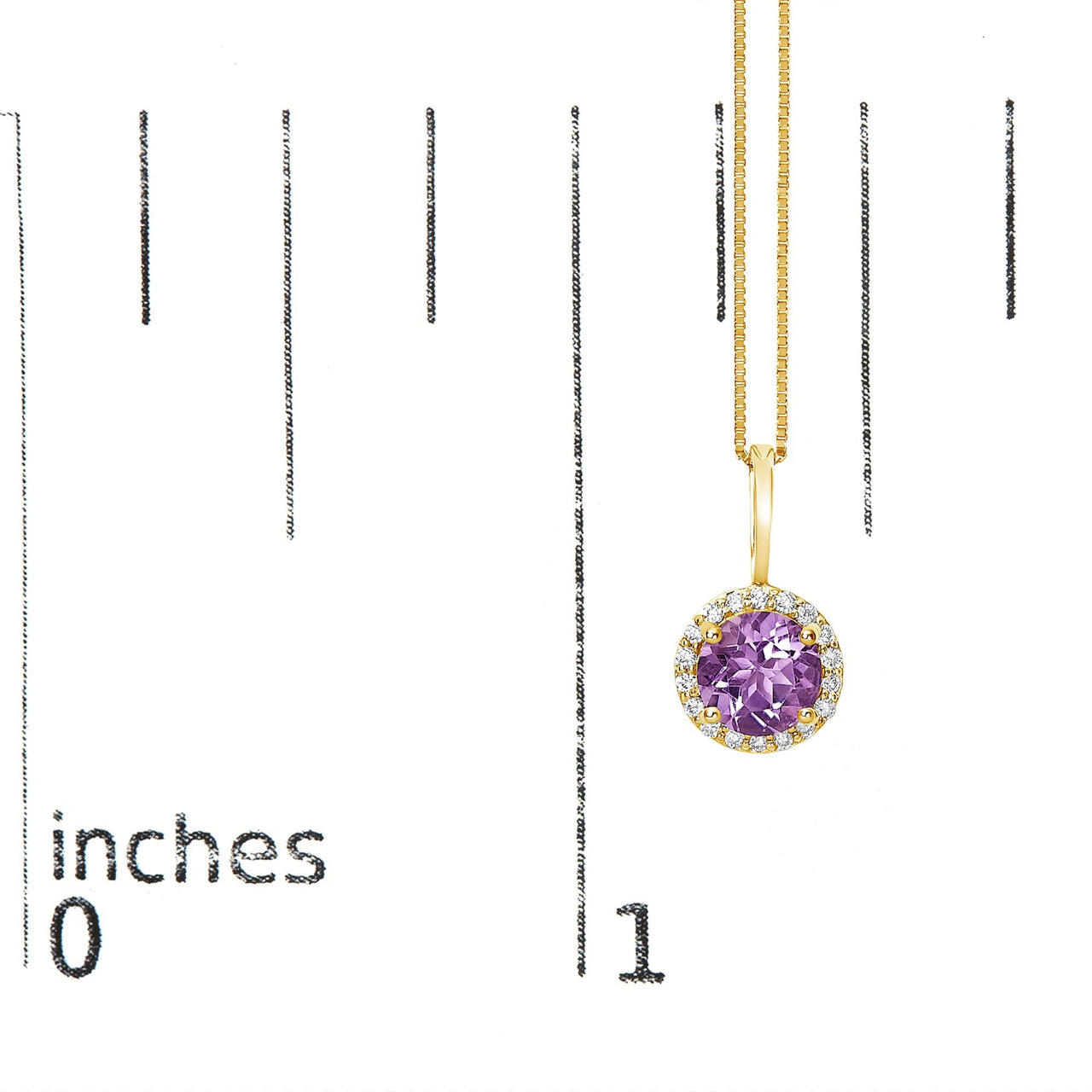 10K Gold Gemstone and 1/10 Cttw Diamond Accent Halo Pendant Necklace
