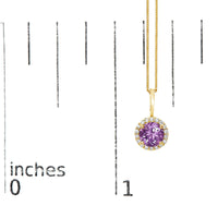 10K Gold Gemstone and 1/10 Cttw Diamond Accent Halo Pendant Necklace