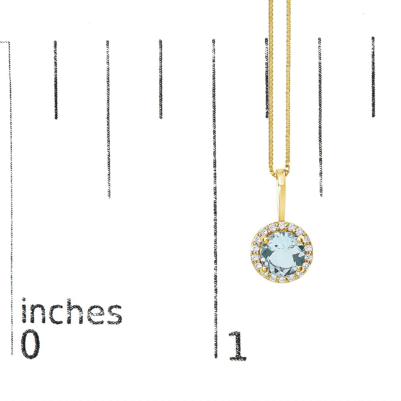 10K Gold Gemstone and 1/10 Cttw Diamond Accent Halo Pendant Necklace