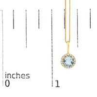 10K Gold Gemstone and 1/10 Cttw Diamond Accent Halo Pendant Necklace