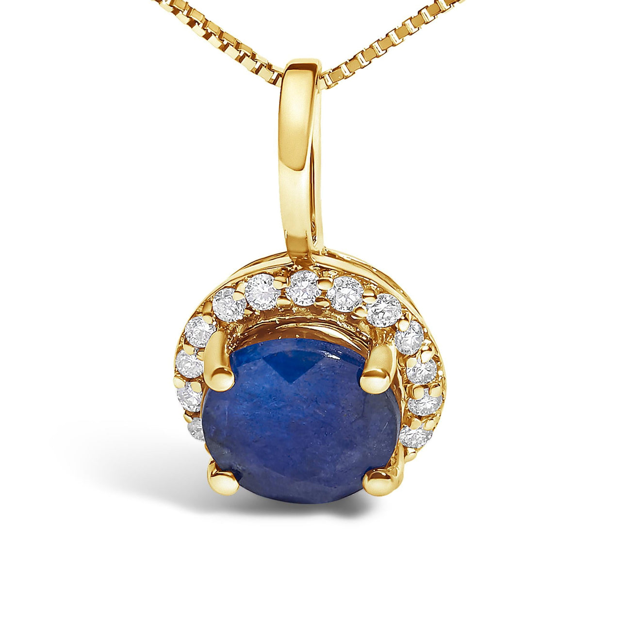 10K Gold Gemstone and 1/10 Cttw Diamond Accent Halo Pendant Necklace