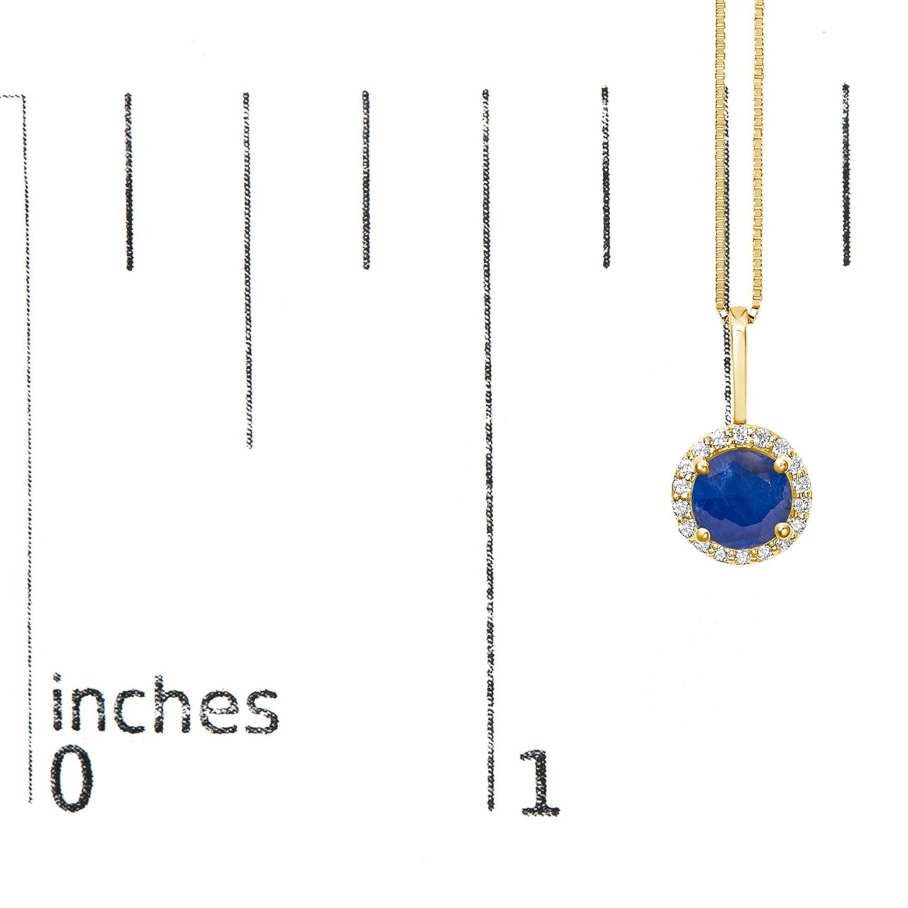10K Gold Gemstone and 1/10 Cttw Diamond Accent Halo Pendant Necklace