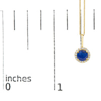 10K Gold Gemstone and 1/10 Cttw Diamond Accent Halo Pendant Necklace