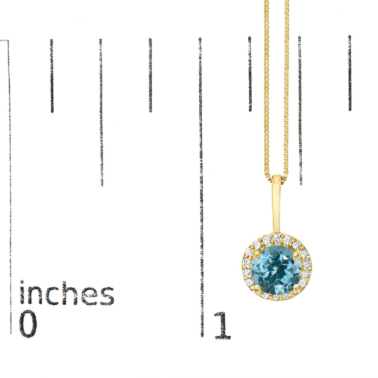10K Gold Gemstone and 1/10 Cttw Diamond Accent Halo Pendant Necklace