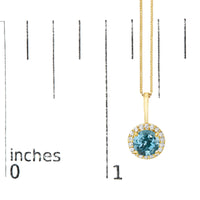 10K Gold Gemstone and 1/10 Cttw Diamond Accent Halo Pendant Necklace