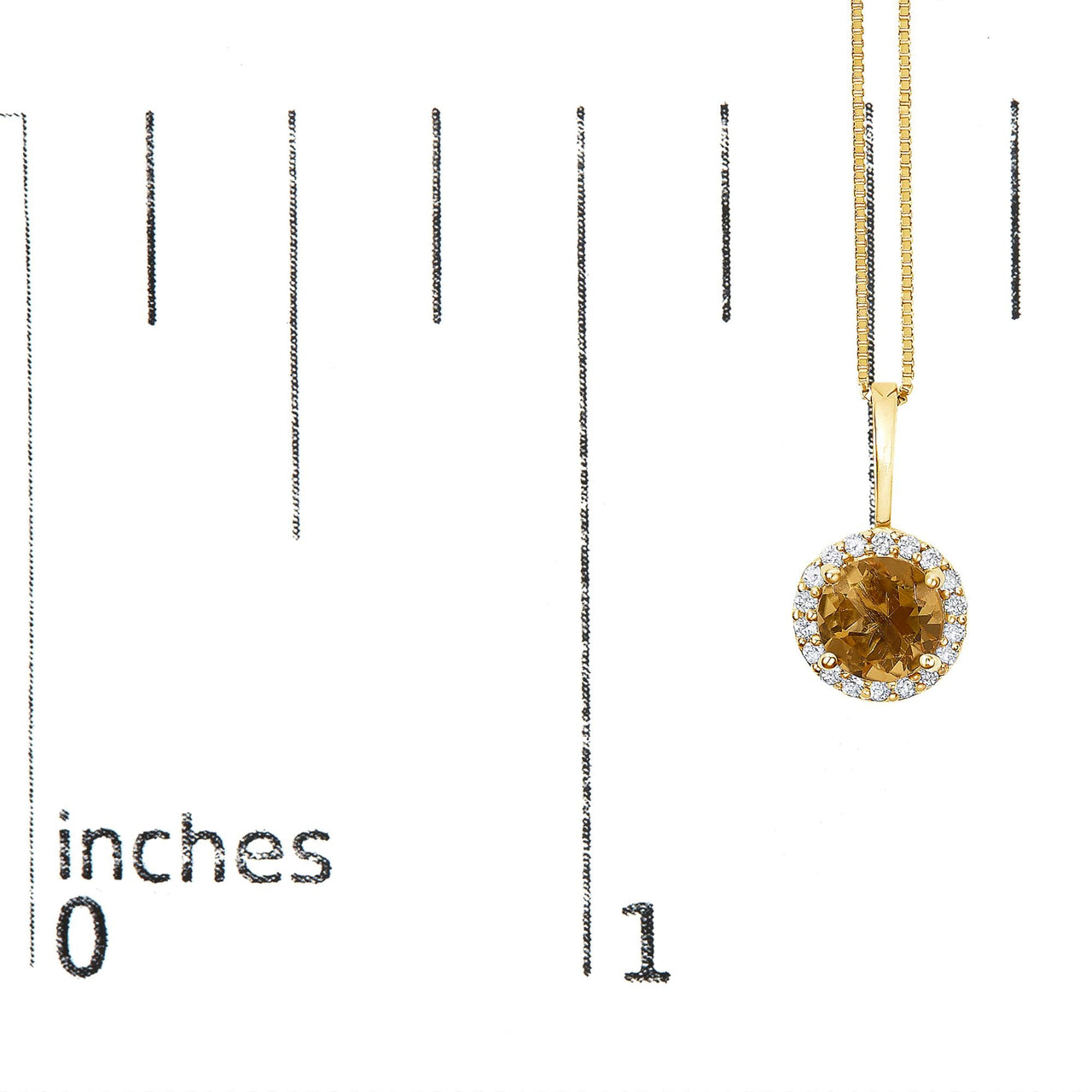 10K Gold Gemstone and 1/10 Cttw Diamond Accent Halo Pendant Necklace
