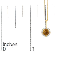 10K Gold Gemstone and 1/10 Cttw Diamond Accent Halo Pendant Necklace