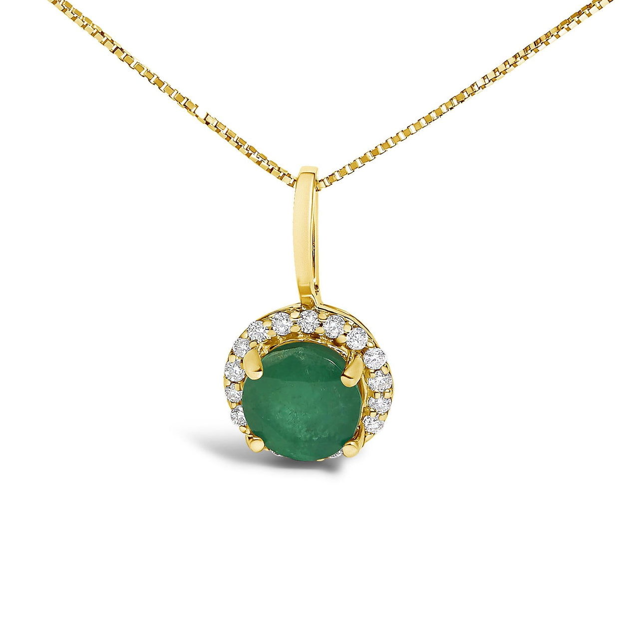 10K Gold Gemstone and 1/10 Cttw Diamond Accent Halo Pendant Necklace