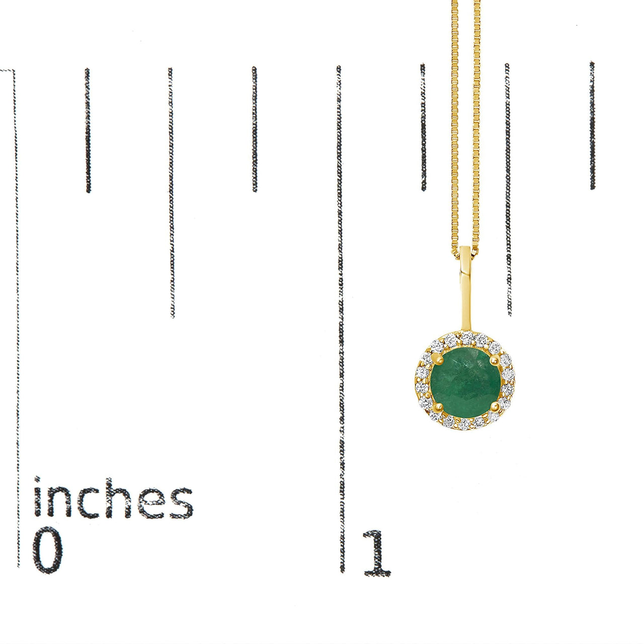 10K Gold Gemstone and 1/10 Cttw Diamond Accent Halo Pendant Necklace